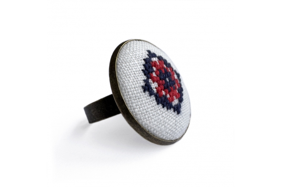 Набір для вишивання каблучки із закодованим ім'ям "Анна" MES143 (синьо-червона)