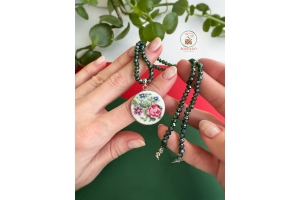 Намиста з вишивкою "Смарагдовий сад" МК022