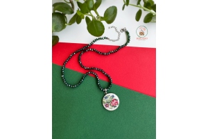 Намиста з вишивкою "Смарагдовий сад" МК022