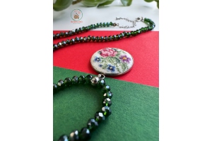 Намиста з вишивкою "Смарагдовий сад" МК022