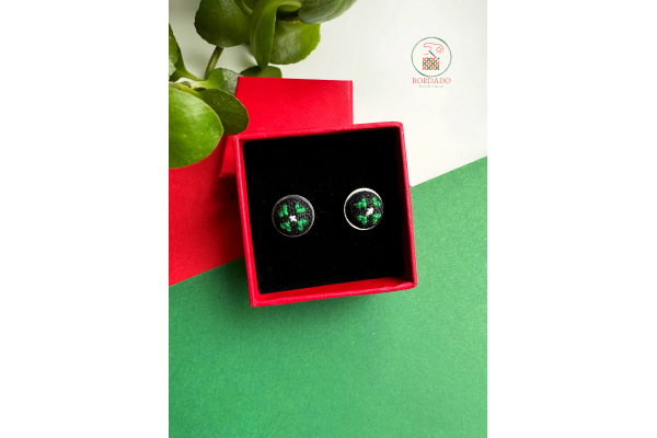 Сережки з вишивкою "Зелена традиція" МС006