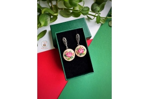 Сережки з вишивкою "Розета" МС008