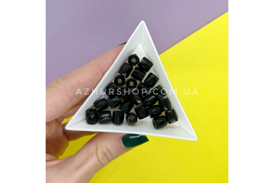 Прямокутні скляні намистини, чорні, 8 мм, Preciosa