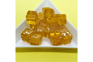Квадратні скляні намистини, жовті, 8х8 мм, Crystal Art