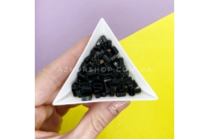 Прямокутні скляні намистини, чорні, 6х3 мм, Preciosa
