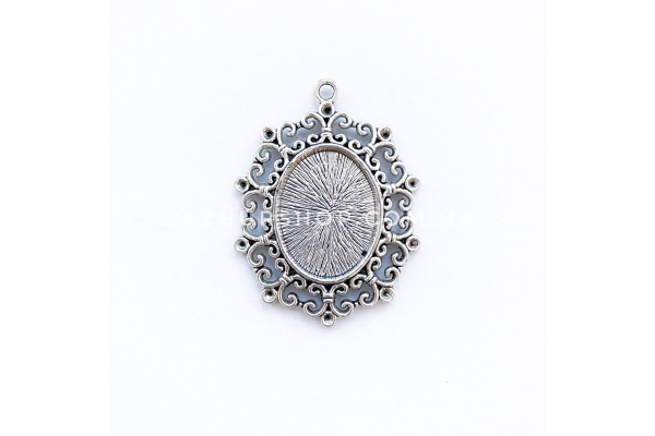 Основа для кулону овальна (сеттінг), 38х49 мм, 25х18 мм, колір світле срібло