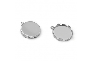 Основа для кулону кругла (сеттінг), 25 мм, колір античне срібло