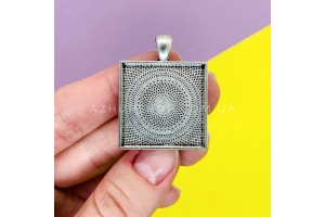 Основа для кулону (сеттінг), квадратна, колір античне срібло, 36*29 мм