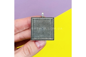 Основа для кулону (сеттінг), квадратна, колір античне срібло, 37*31 мм
