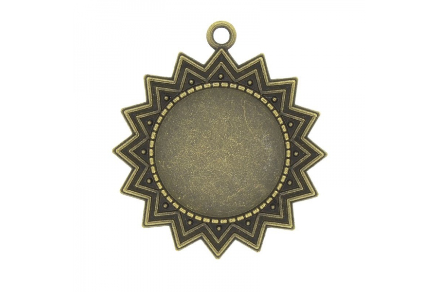 Основа для кулону (сеттінг), кругла, колір антична бронза, 46х41 мм