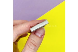Застібка (затискач) для стрічок, 25*8 мм, колір темне срібло