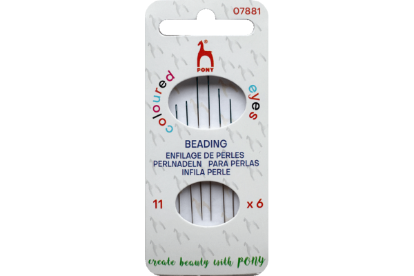 Набір голок для бісеру №11 Pony, кольорове вушко, 6 шт., 07881