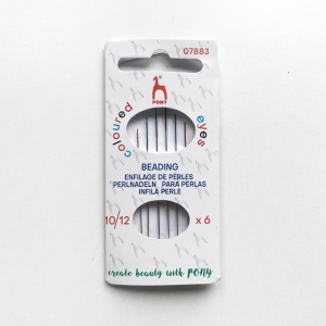 Набір голок для бісеру №10/12 Pony, кольорове вушко, 6 шт., 07883