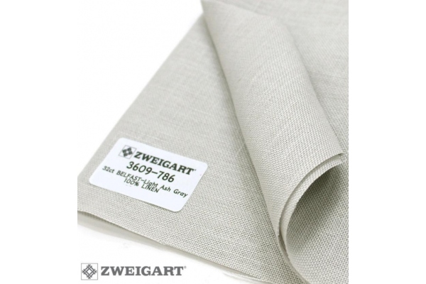 Тканина рівномірна для вишивання Belfast Zweigart 36х46 см 32 каунт, попелясто-сіра (3609/786) (канва для мікровишивки)