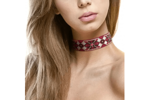 Набір для вишивки бісером на штучній шкірі «Чокер» (3 × 30 см) FLBB-138 (червоний)