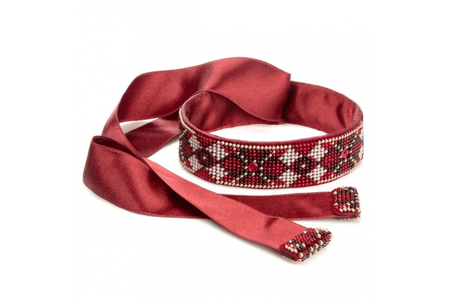 Набір для вишивки бісером на штучній шкірі «Чокер» (3 × 30 см) FLBB-138 (червоний)