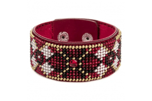 Набір для вишивання бісером браслета на штучній шкірі (FLBB-151) Червоний