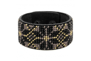 Набір для вишивання бісером браслета на штучній шкірі (FLBB-156) Чорний