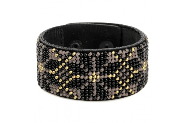 Набір для вишивання бісером браслета на штучній шкірі (FLBB-156) Чорний