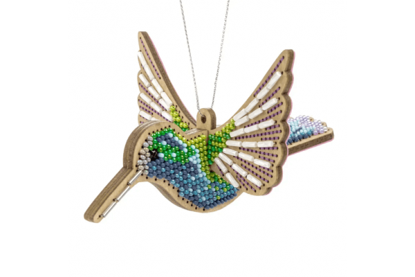 Набір для вишивки бісером на дерев’яній основі «Яскравий колібрі» FLK-607