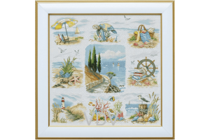 Набір для вишивання нитками семплер М-0318 "Лазурна мрія" 38х38 см