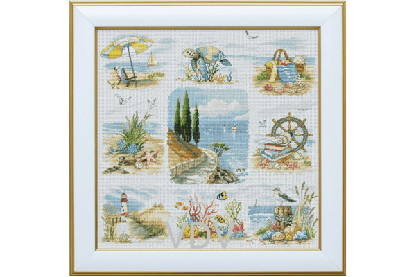 Набір для вишивання нитками семплер М-0318 "Лазурна мрія" 38х38 см