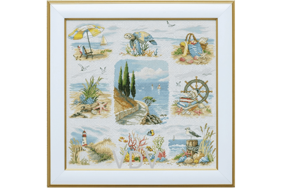 Набір для вишивання нитками семплер М-0318 "Лазурна мрія" 38х38 см