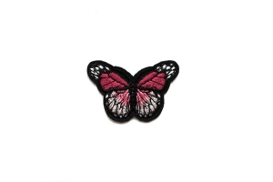 Термоклейова аплікація (нашивка) "Метелик" рожевий, 43*30 мм