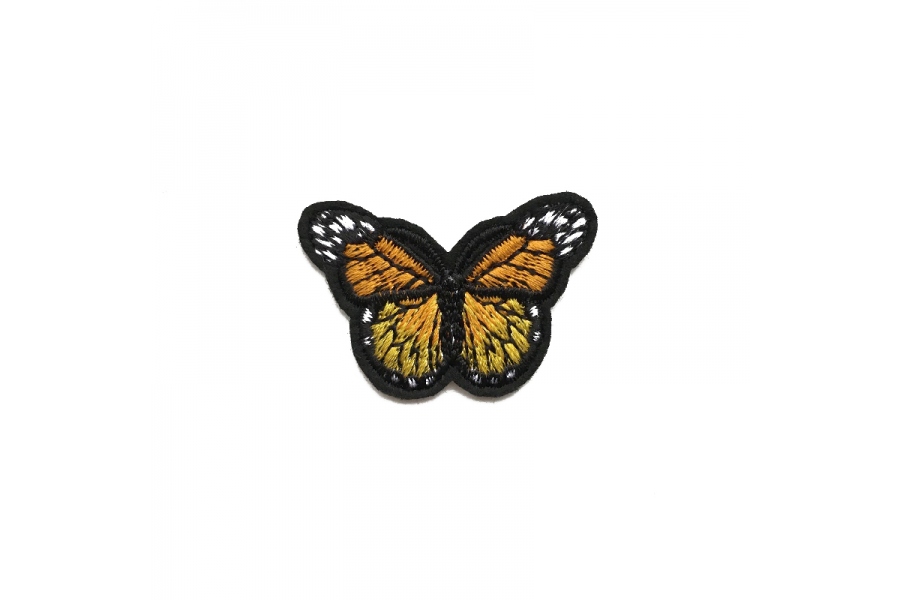 Термоклейова аплікація (нашивка) "Метелик" помаранчевий, 43*30 мм
