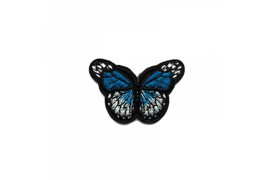 Термоклейова аплікація (нашивка) "Метелик" блакитний, 43*30 мм