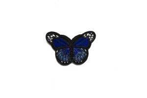 Термоклейова аплікація (нашивка) "Метелик" синій, 43*30 мм