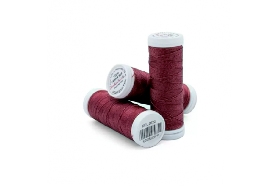 Нитки бісерні Ariadna Tytan 60E, 120 метрів, бордові 2622