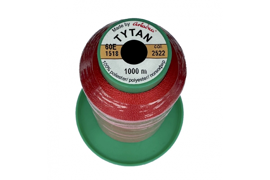 Нитки бісерні Ariadna Tytan 60E, 1000 метрів, червоні 2522