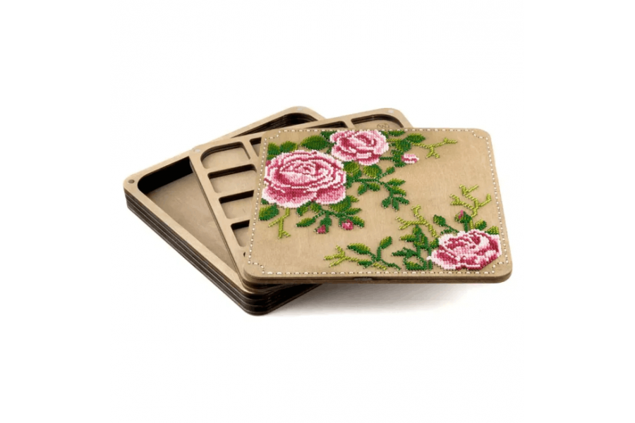 Набір для створення органайзера з вишитою кришкою «Рожеві троянди» FLZB-250