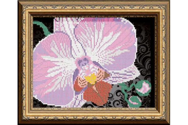 Схема для вишивки бісером "Орхідея на чорному" VKA4105B
