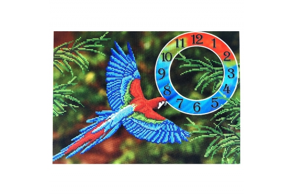 Схема-заготовка для вишивки бісером годинника "Папуга" FV-121