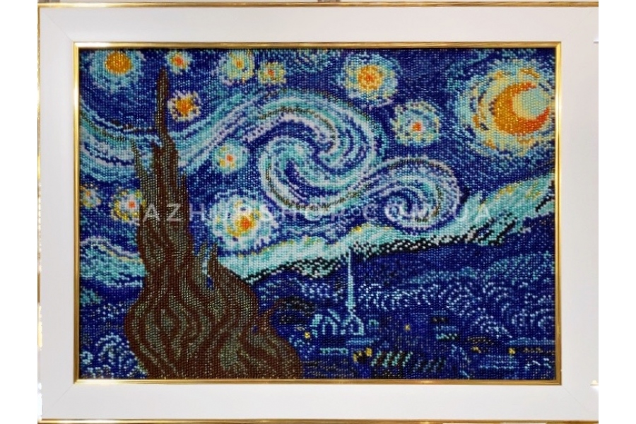 Схема для вишивки бісером "Зоряна ніч" за мотивами картини Вінсента Ван Гога Т-1385