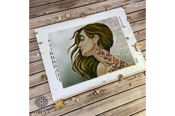 Схема для вишивки бісером "Дівчина з орнаментом" А3Н 497