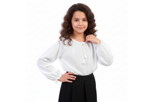 Сорочка для дівчинки під вишивку зі вставками канви, біла, довгий рукав, 26 р.