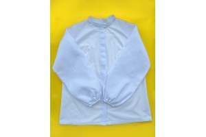 Сорочка жіноча під вишивку зі вставками канви, біла, довгий рукав, ворот стійка, розмір 50