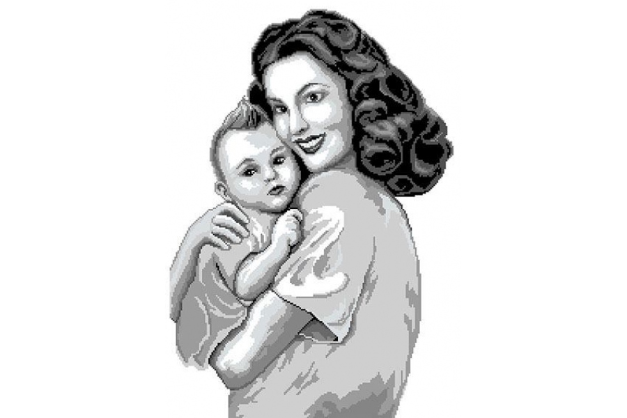 Схема для вишивки бісером або нитками "Мама з сином"