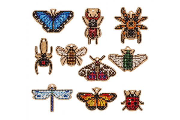 Набір заготовок для вишивки на дерев’яній основі «Комахи» FLSW-012