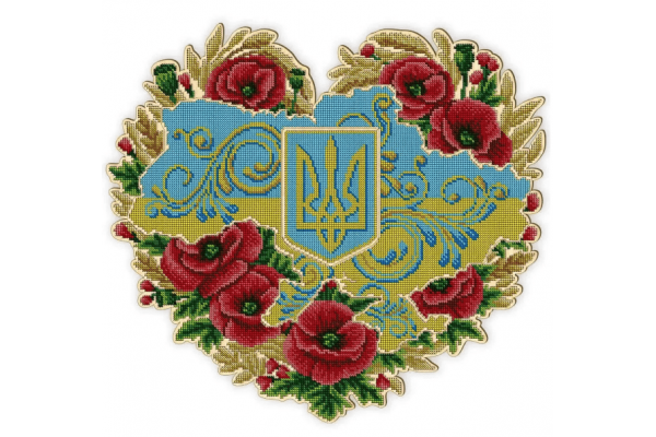 Заготовка для вишивання бісером "Карта України в серці", ФІН_206