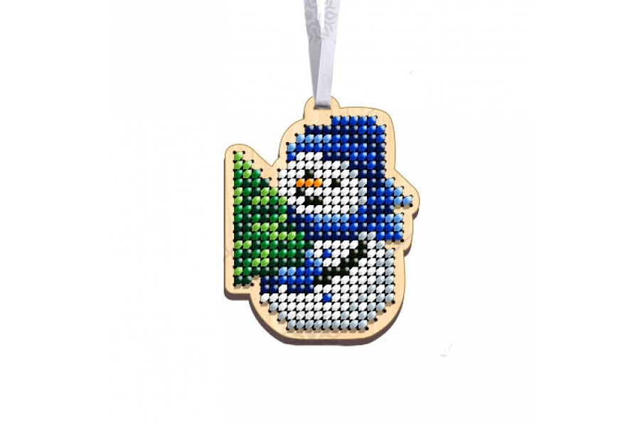 Заготовка для вишивки ялинкової іграшки "Сніговик" ІДН_міні_027 (4.6х5.8 см)