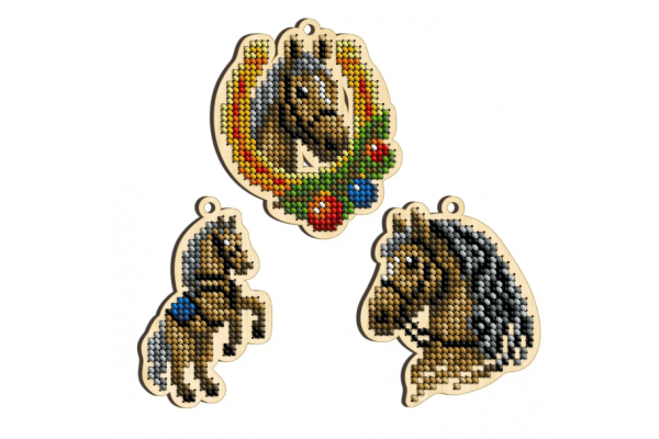 Набір заготовок для вишивки ялинкових іграшок "Символ року Вогняний Кінь" КНІ_226