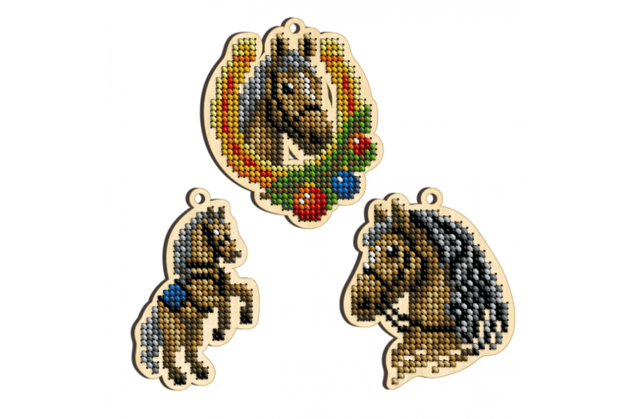 Набір заготовок для вишивки ялинкових іграшок "Символ року Вогняний Кінь" КНІ_226