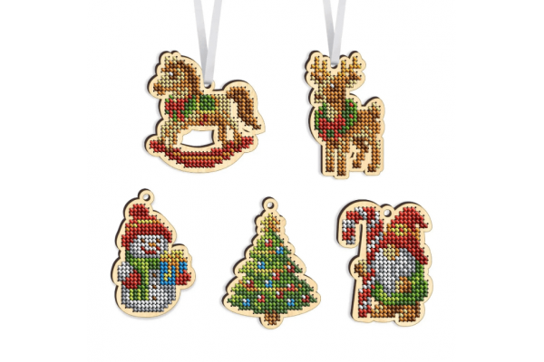 Набір заготовок для вишивки ялинкових іграшок "Іграшки" КНІ_міні_126 (5 шт.)