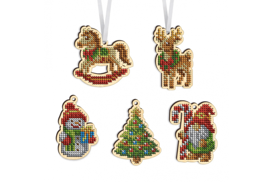 Набір заготовок для вишивки ялинкових іграшок "Іграшки" КНІ_міні_126 (5 шт.)