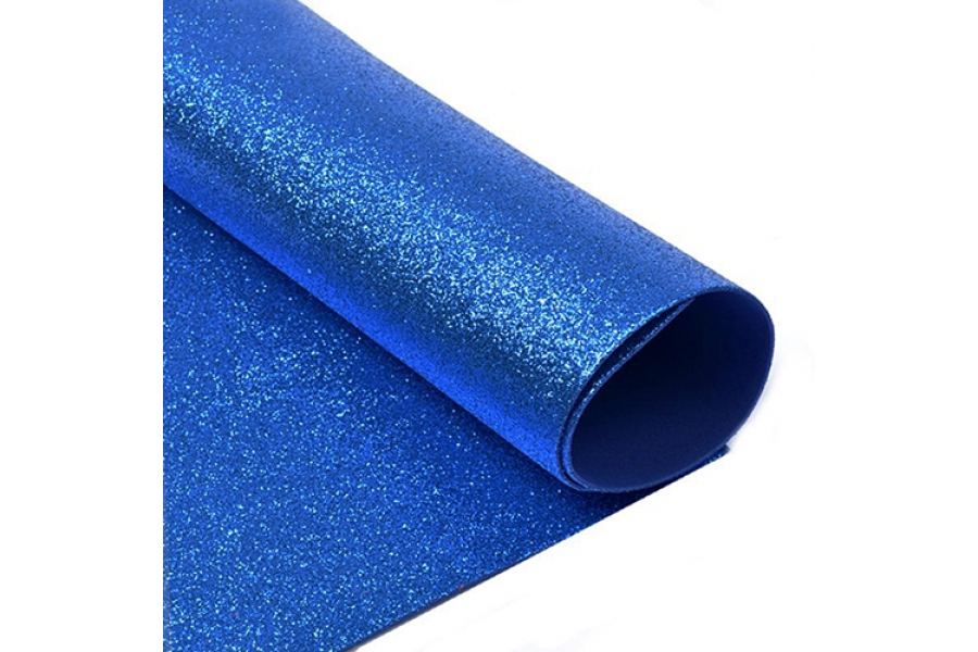 Фоаміран глітер, світло-синій (яскраво-синій), 21*30 см
