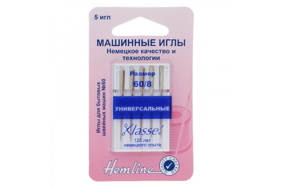 Універсальні голки для швейних машин № 60/8, Hemline